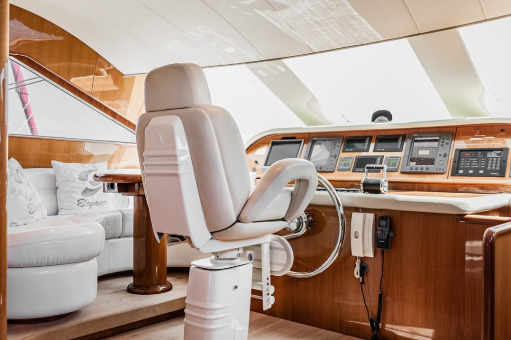 Captains seat inside a luxury yacht